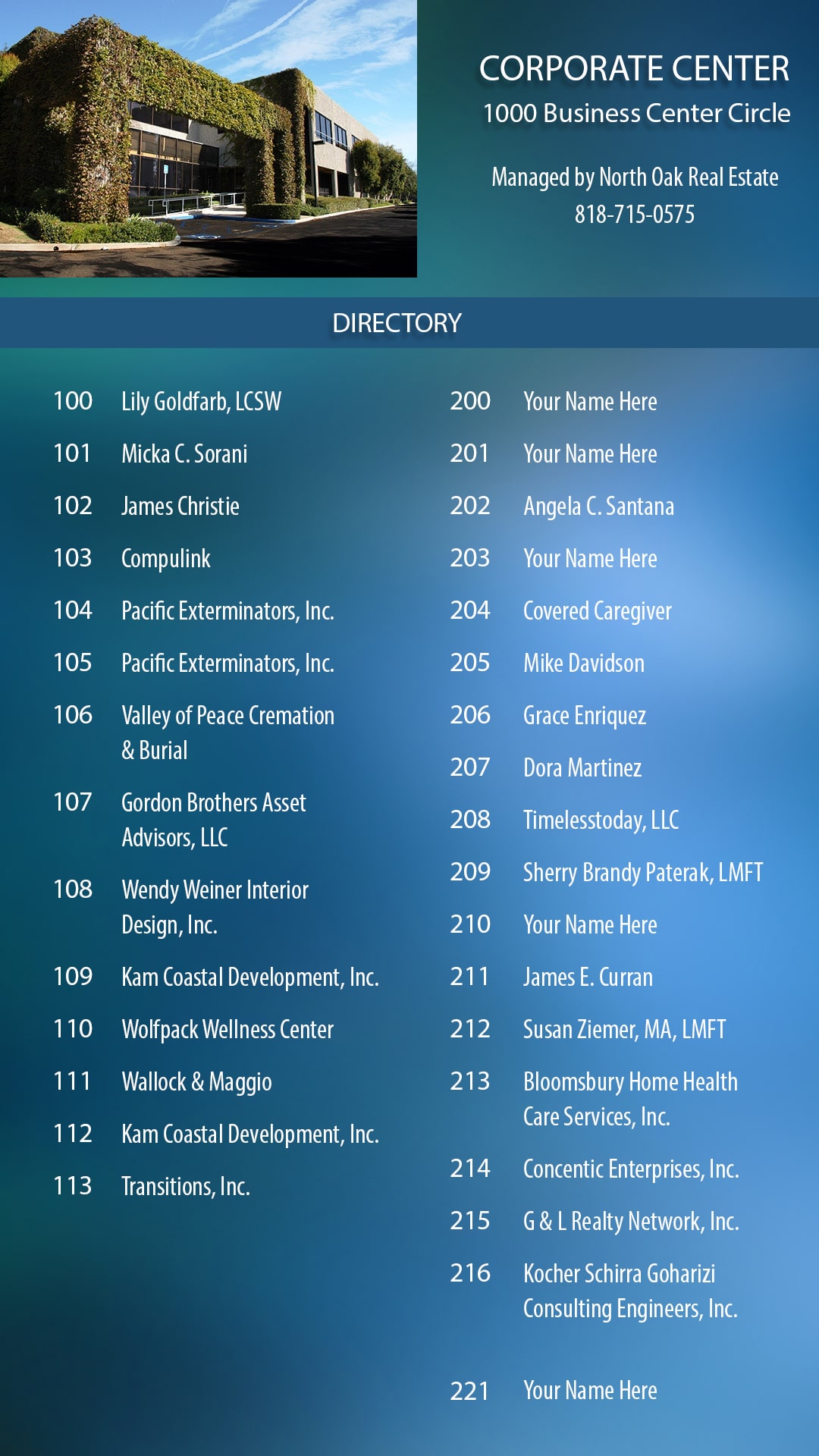 Corporate Center Directory